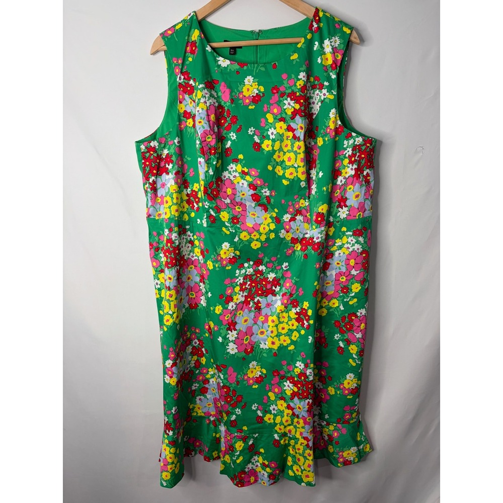 Talbots Green Floral Sleeveless Dress 16W Flounce Preppy Old Money Coquette NWT